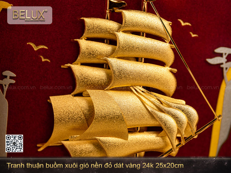 Tranh thuận buồm xuôi gió dát vàng 24k 25x20cm